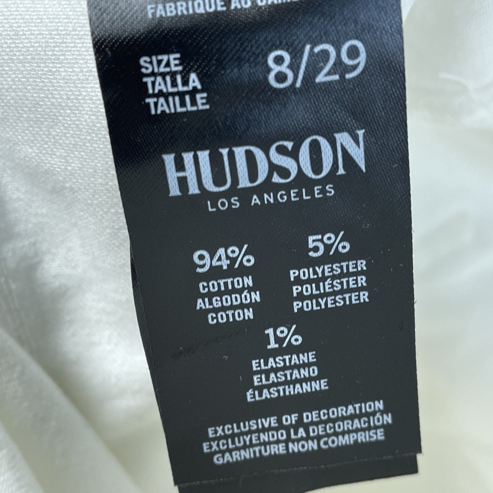 Hudson Women's 8/29 Wide Leg Belted Jeans Cream e0301 - Picture 7 of 8